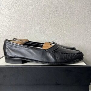 Salvatore Ferragamo Loafer Black Leather Dress Shoes Slip On Men's Size 13 D